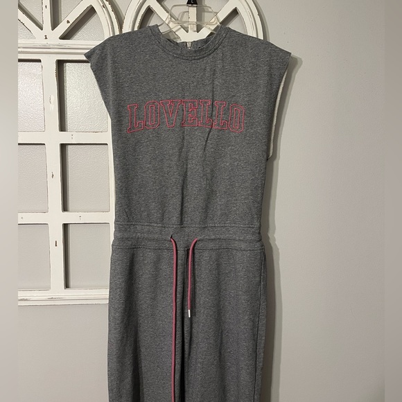 Lovello Elizabeth Stefani Terrycloth Lined Short Sleeve Sweatsuit Jumpsuit Gray - Picture 4 of 11